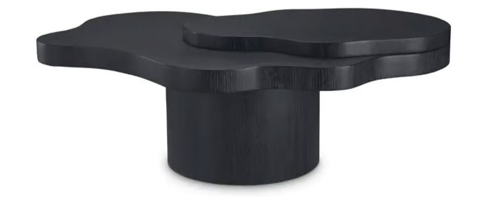 Cesareo Coffee Table by Eichholtz featuring organic curved form with charcoal oak veneer finish